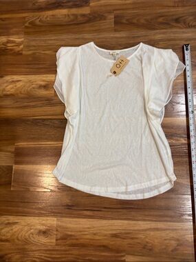 NWT Women's White Flutter Sleeve Tee by Loft
